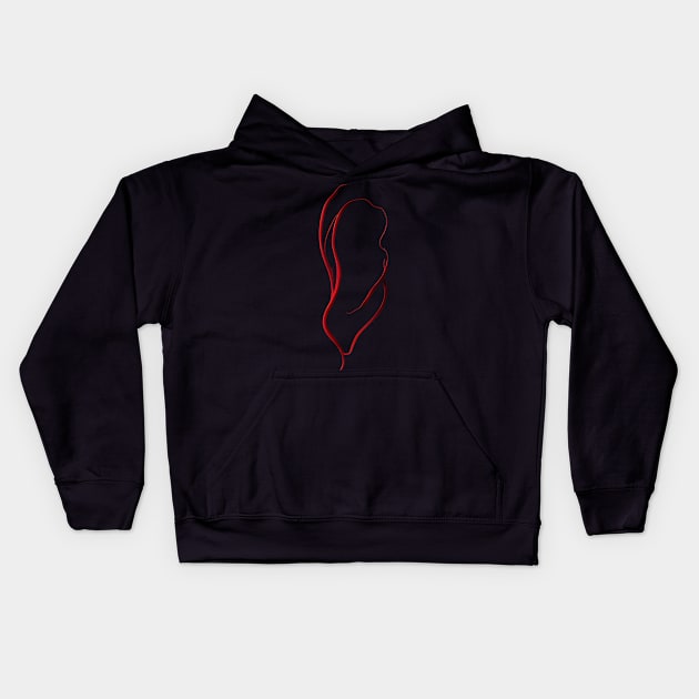 Red Abstract Line art Kids Hoodie by emeka